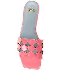FRANCES VALENTINE Leather Heart Banded Flat Slide Sandals