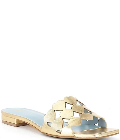 FRANCES VALENTINE Leather Heart Banded Flat Slide Sandals