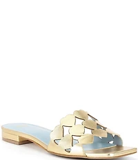 FRANCES VALENTINE Leather Heart Banded Flat Slide Sandals
