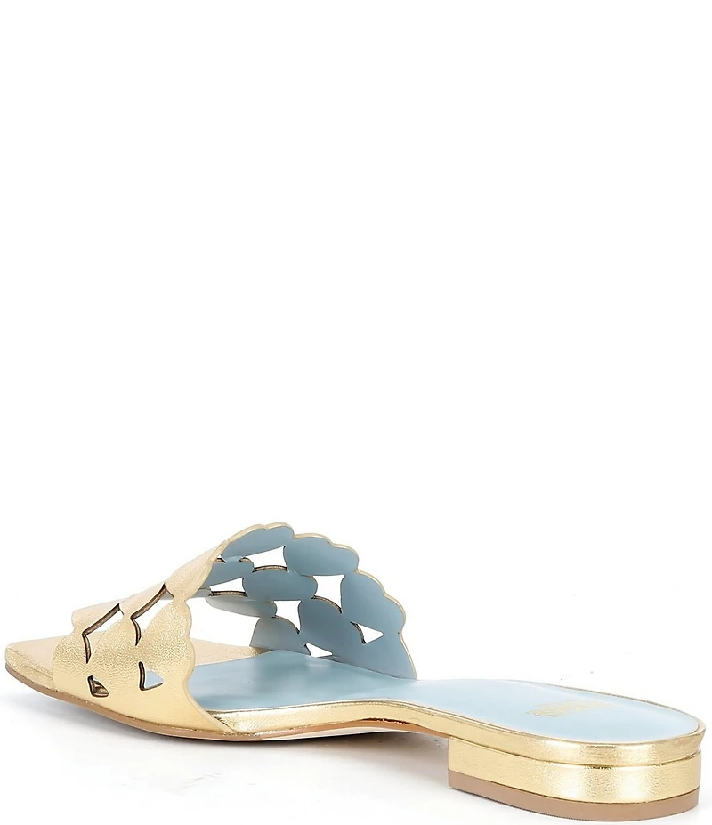 FRANCES VALENTINE Leather Heart Banded Flat Slide Sandals