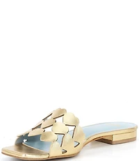 FRANCES VALENTINE Leather Heart Banded Flat Slide Sandals