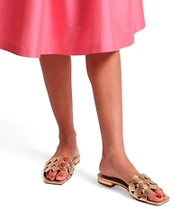 FRANCES VALENTINE Leather Heart Banded Flat Slide Sandals