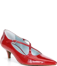 FRANCES VALENTINE Lily Heart Crinkle Patent Leather Pointed Toe Pumps