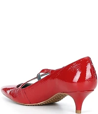 FRANCES VALENTINE Lily Heart Crinkle Patent Leather Pointed Toe Pumps