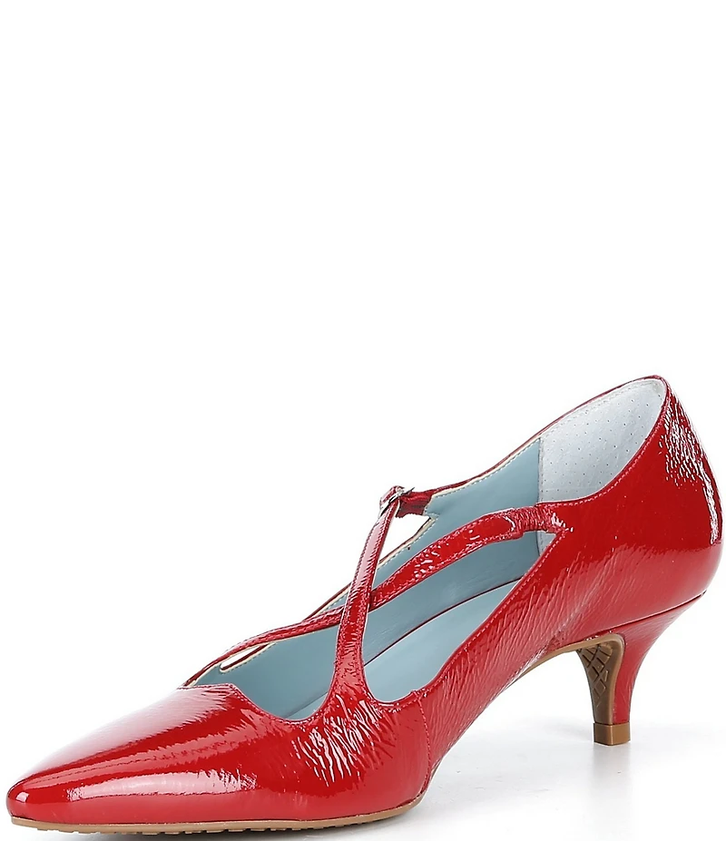 FRANCES VALENTINE Lily Heart Crinkle Patent Leather Pointed Toe Pumps