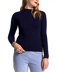 FRANCES VALENTINE Marie Knit Mock Neck Long Sleeve Sweater Top
