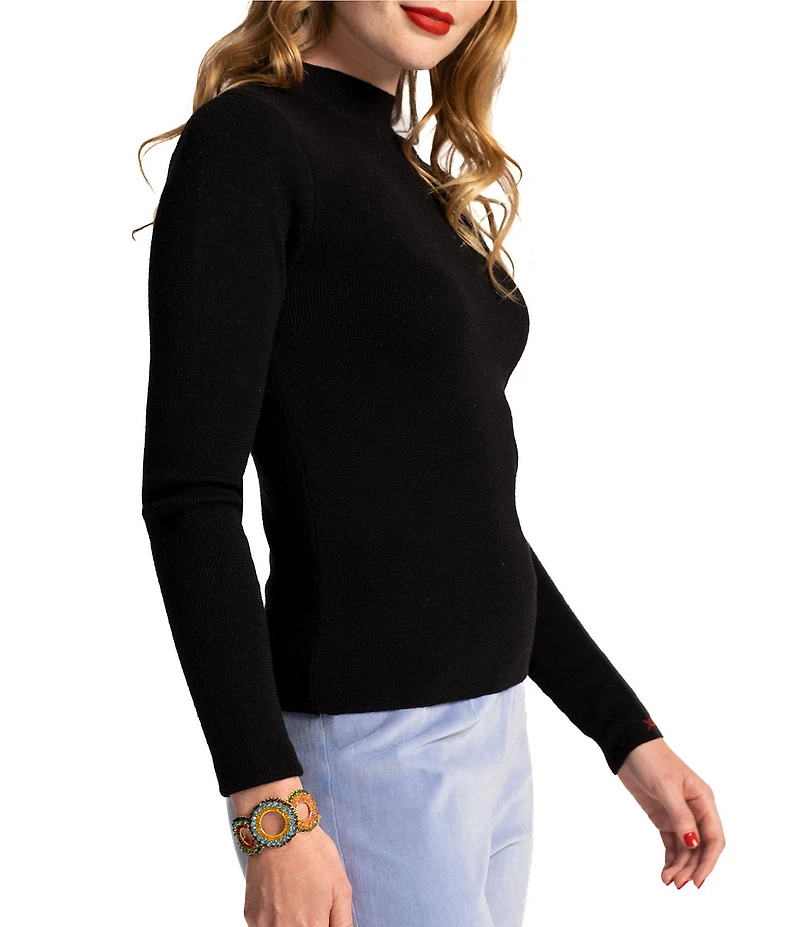 FRANCES VALENTINE Marie Knit Mock Neck Long Sleeve Sweater Top