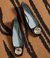 FRANCES VALENTINE Mary Mod Patent Leather Oversized Jewel Ornament Pumps