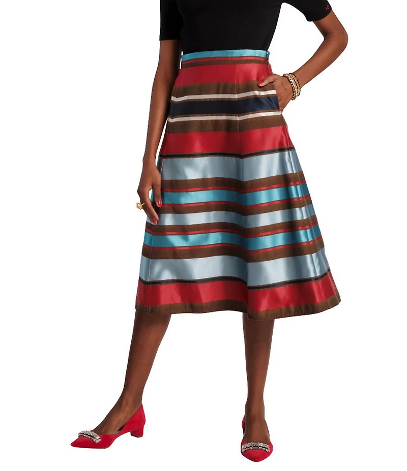 FRANCES VALENTINE Mercer Stripe Dupion A-Line Midi Skirt