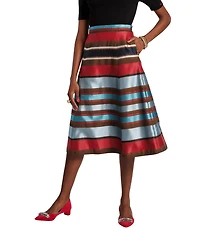 FRANCES VALENTINE Mercer Stripe Dupion A-Line Midi Skirt