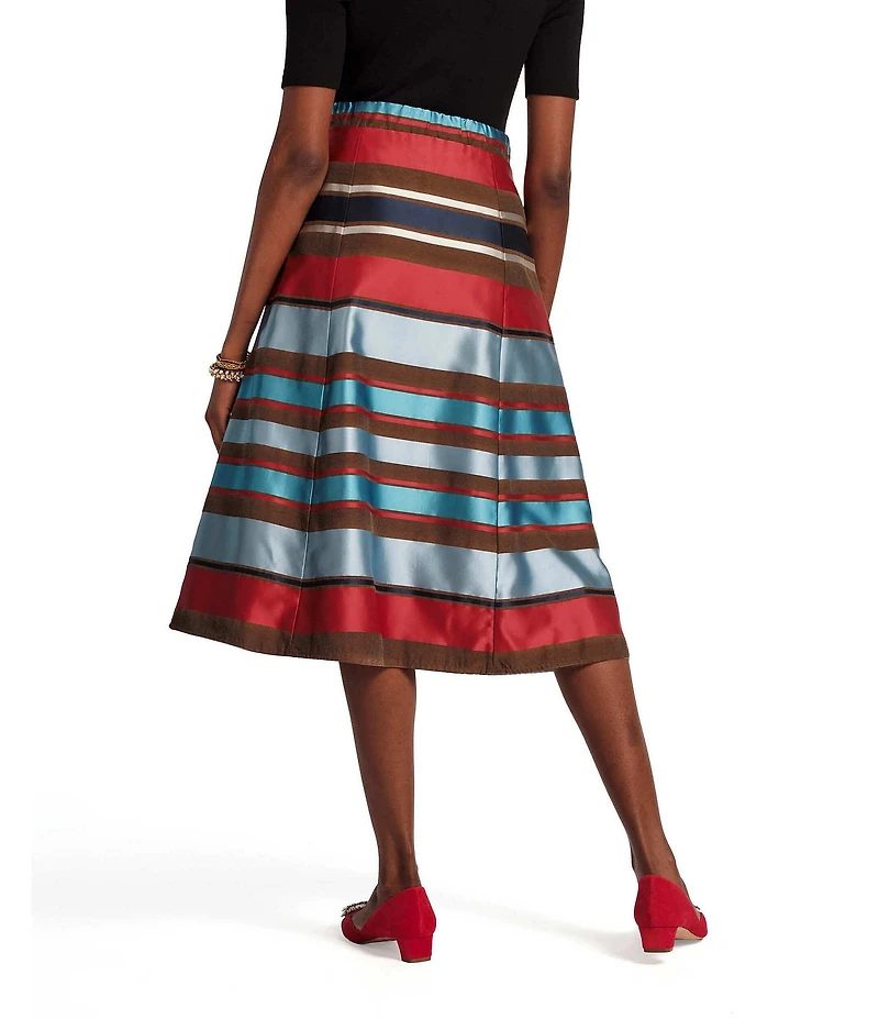 FRANCES VALENTINE Mercer Stripe Dupion A-Line Midi Skirt