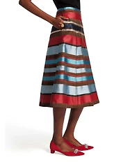FRANCES VALENTINE Mercer Stripe Dupion A-Line Midi Skirt