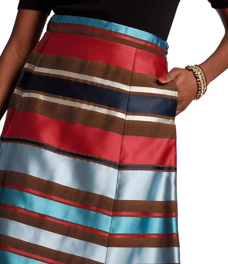 FRANCES VALENTINE Mercer Stripe Dupion A-Line Midi Skirt