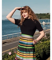 FRANCES VALENTINE Mercer Striped A-line Midi Skirt