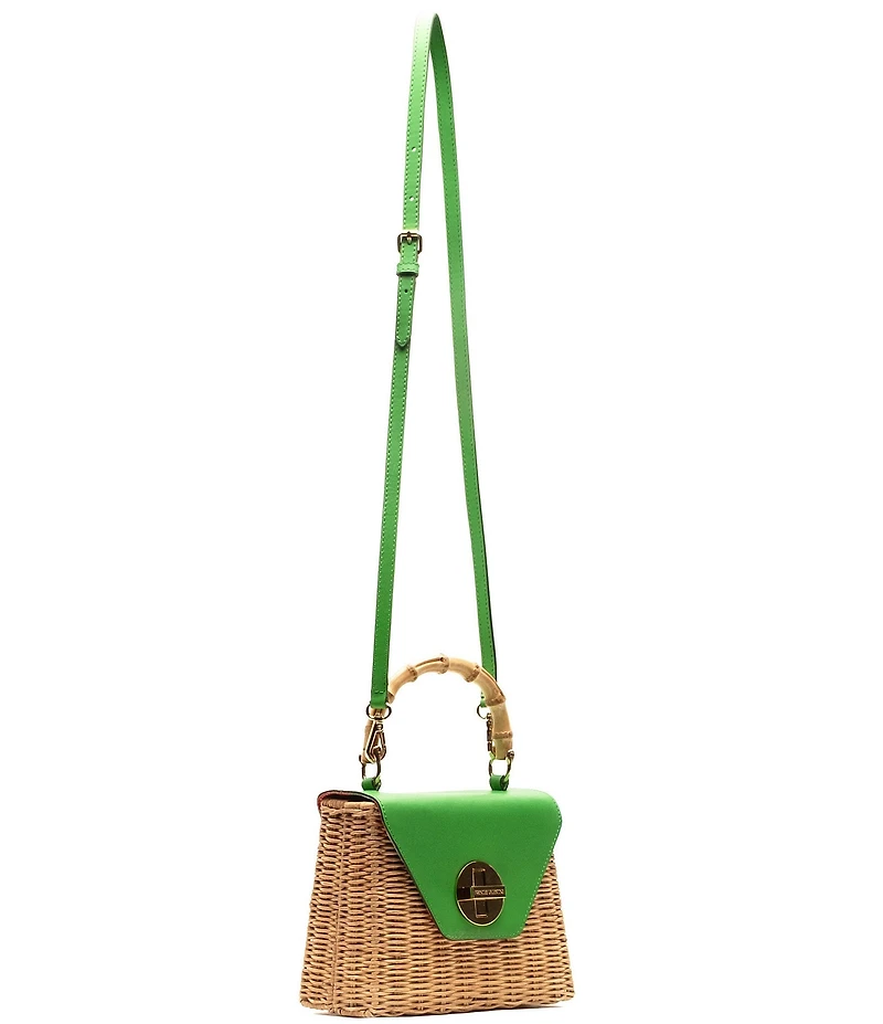 FRANCES VALENTINE Mini Midge Wicker Bamboo Handle Satchel Basket Bag