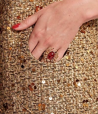 FRANCES VALENTINE Mod Sequin Wool Blend Round Neck 3/4 Sleeve Round Pocket Dress