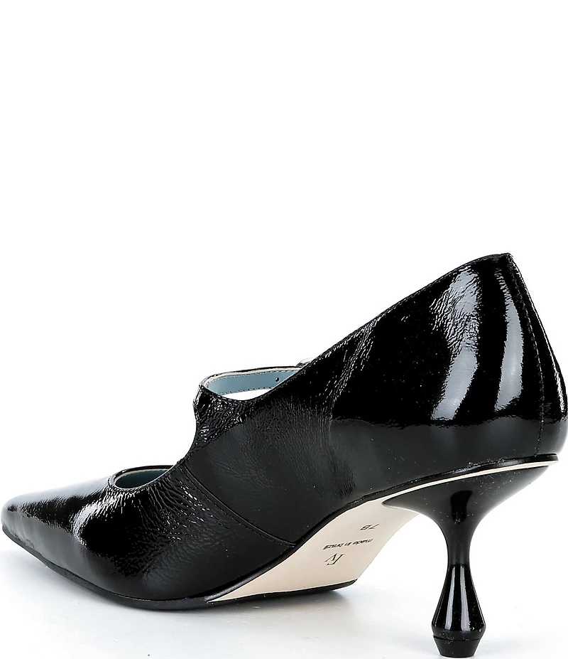 Frances Valentine Naomi Crinkle Patent Leather Mary Jane Pumps