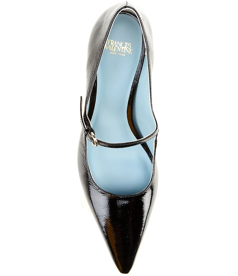 Frances Valentine Naomi Crinkle Patent Leather Mary Jane Pumps