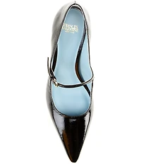 Frances Valentine Naomi Crinkle Patent Leather Mary Jane Pumps