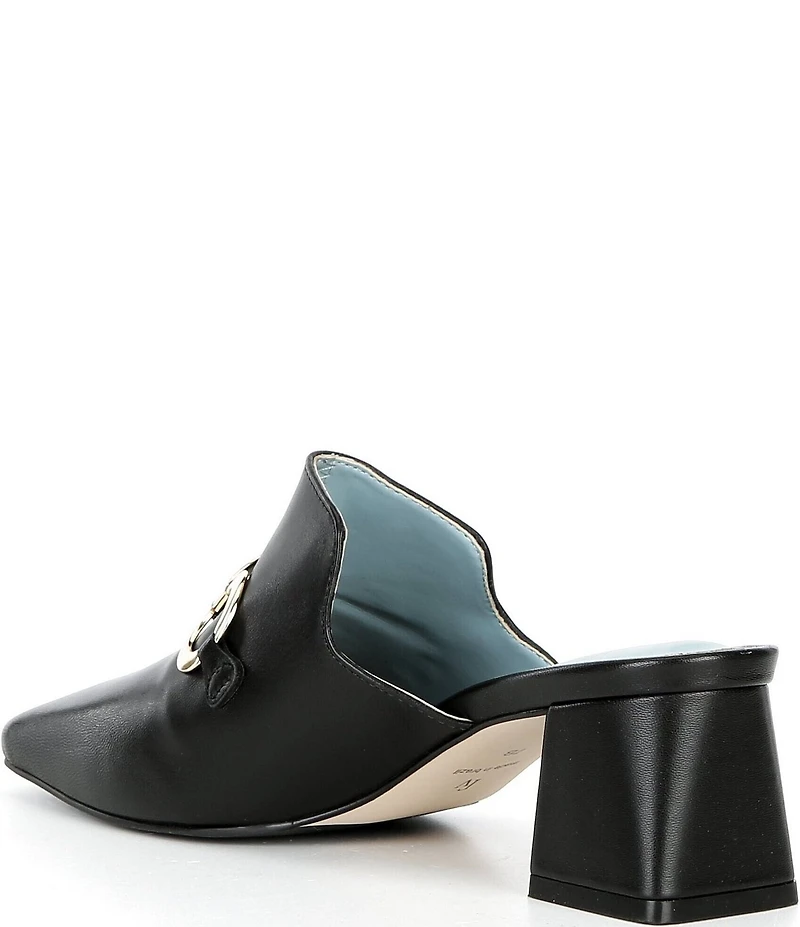 FRANCES VALENTINE Natty Leather Gold Hardware Block Heel Mules