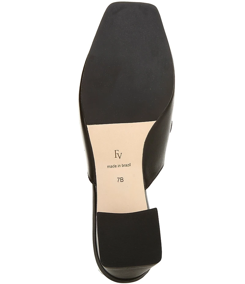 FRANCES VALENTINE Natty Leather Gold Hardware Block Heel Mules