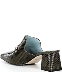FRANCES VALENTINE Natty Snake Embossed Leather Gold Hardware Block Heel Mules