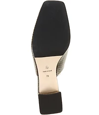 FRANCES VALENTINE Natty Snake Embossed Leather Gold Hardware Block Heel Mules