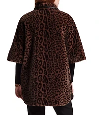 FRANCES VALENTINE Nico Jaquar Faux Fur Point Collar Elbow Sleeve Poncho