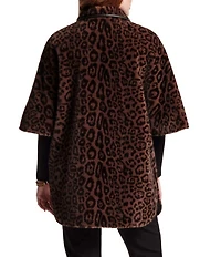 FRANCES VALENTINE Nico Jaquar Faux Fur Point Collar Elbow Sleeve Poncho