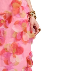 FRANCES VALENTINE Origami Organza Flower Scoop Neck Sleeveless Maxi Dress