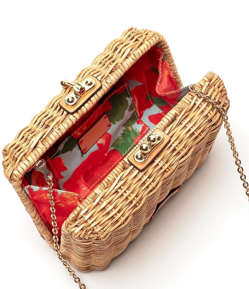 FRANCES VALENTINE Paige Wicker Box Chain Strap Clutch