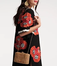 FRANCES VALENTINE Paige Wicker Box Chain Strap Clutch