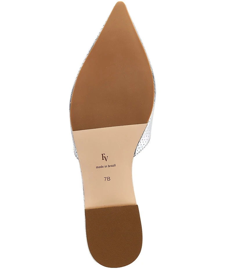 FRANCES VALENTINE Pauline Snake Embossed Leather Pom Pom Flats