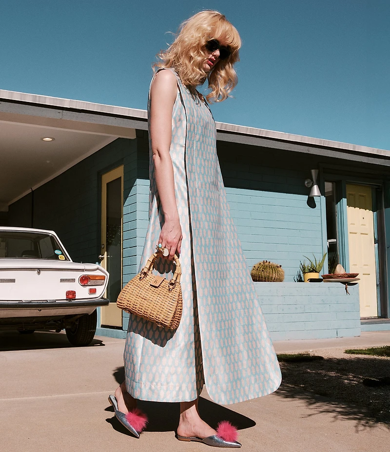 FRANCES VALENTINE Pauline Snake Embossed Leather Pom Pom Flats