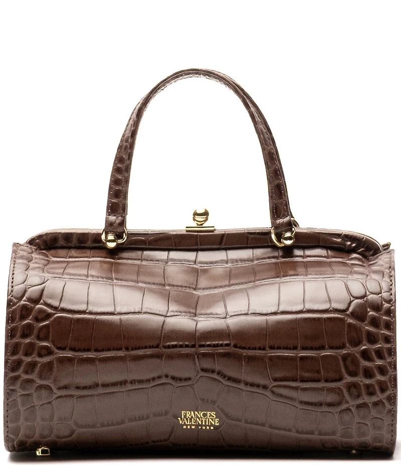 FRANCES VALENTINE Petit Michelle Crocodile Embossed Leather Satchel Bag