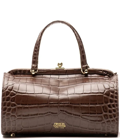 FRANCES VALENTINE Petit Michelle Crocodile Embossed Leather Satchel Bag