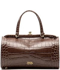 FRANCES VALENTINE Petit Michelle Crocodile Embossed Leather Satchel Bag
