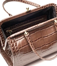 FRANCES VALENTINE Petit Michelle Crocodile Embossed Leather Satchel Bag
