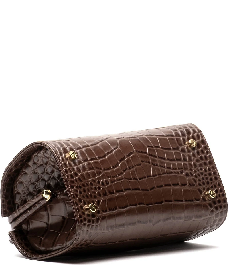 FRANCES VALENTINE Petit Michelle Crocodile Embossed Leather Satchel Bag