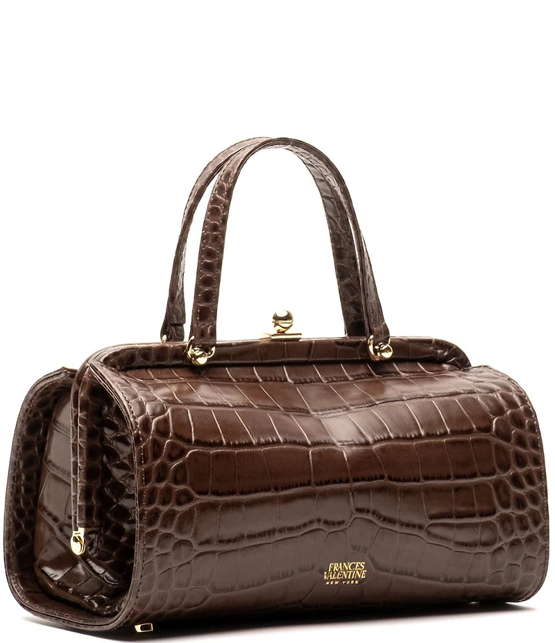 FRANCES VALENTINE Petit Michelle Crocodile Embossed Leather Satchel Bag