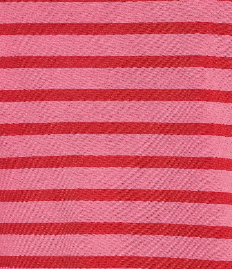 FRANCES VALENTINE Tonal Pima Cotton Crew Neck Long Sleeve Stripe Print Tee Shirt