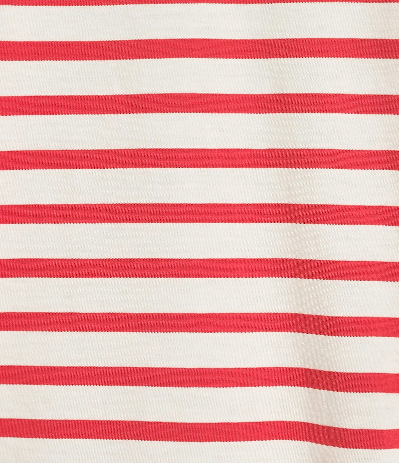 FRANCES VALENTINE Tonal Pima Cotton Crew Neck Long Sleeve Stripe Print Tee Shirt