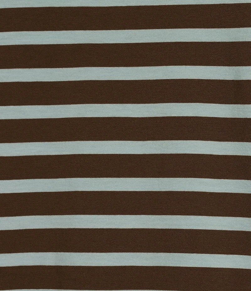 FRANCES VALENTINE Tonal Pima Cotton Crew Neck Long Sleeve Stripe Print Tee Shirt