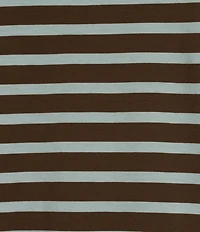 FRANCES VALENTINE Tonal Pima Cotton Crew Neck Long Sleeve Stripe Print Tee Shirt