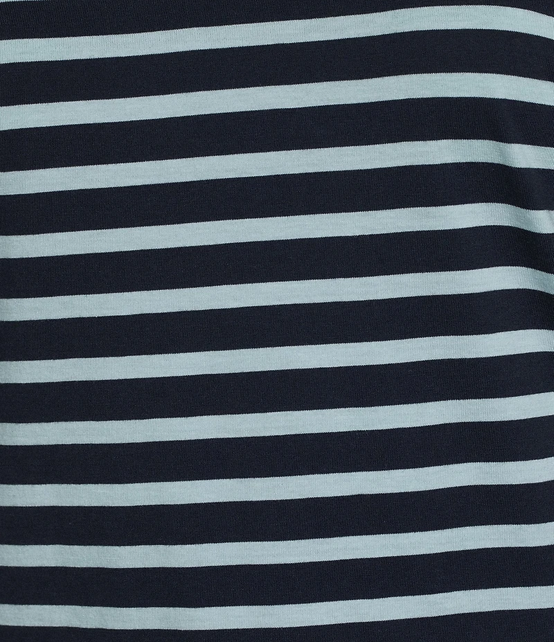 FRANCES VALENTINE Tonal Pima Cotton Crew Neck Long Sleeve Stripe Print Tee Shirt