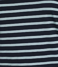 FRANCES VALENTINE Tonal Pima Cotton Crew Neck Long Sleeve Stripe Print Tee Shirt