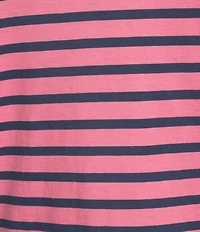 FRANCES VALENTINE Pima Cotton Crew Neck Long Sleeve Stripe Print Tee Shirt