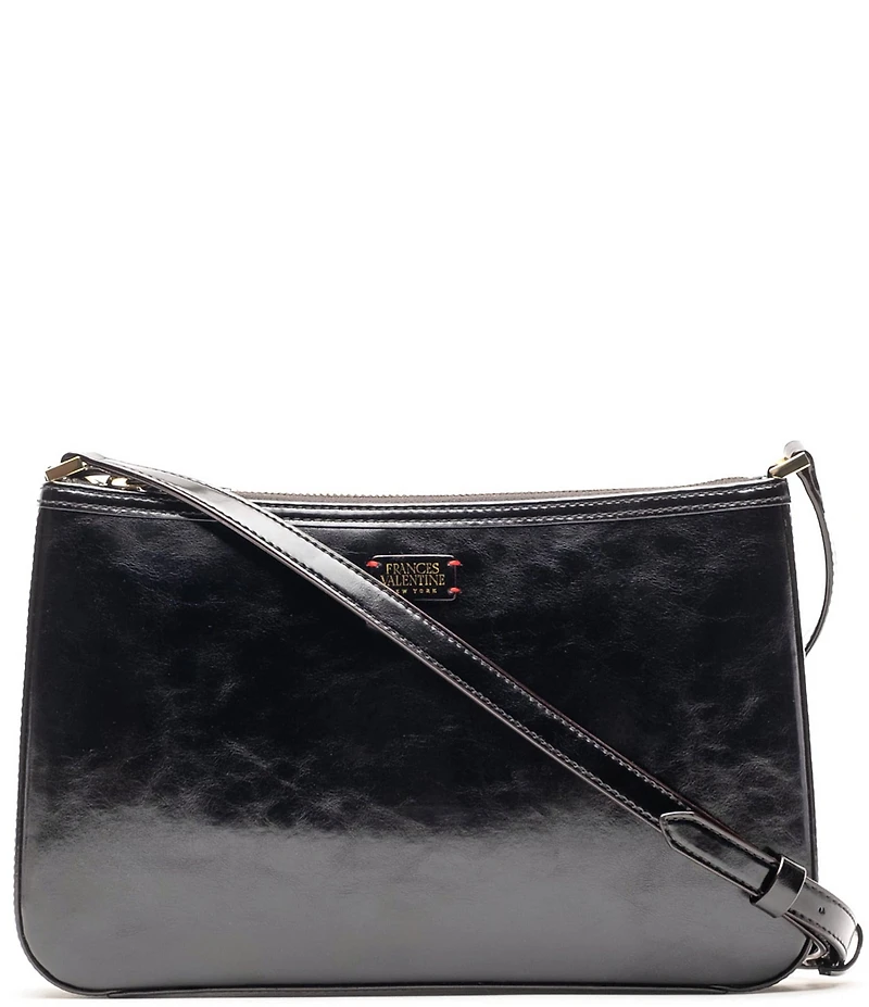 FRANCES VALENTINE Poppy Glazed Leather Crossbody Bag