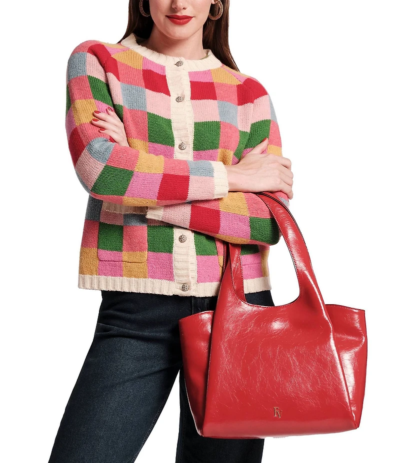 FRANCES VALENTINE Portia Crinkle Leather Satchel Bag