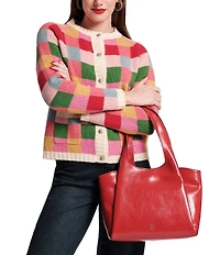 FRANCES VALENTINE Portia Crinkle Leather Satchel Bag